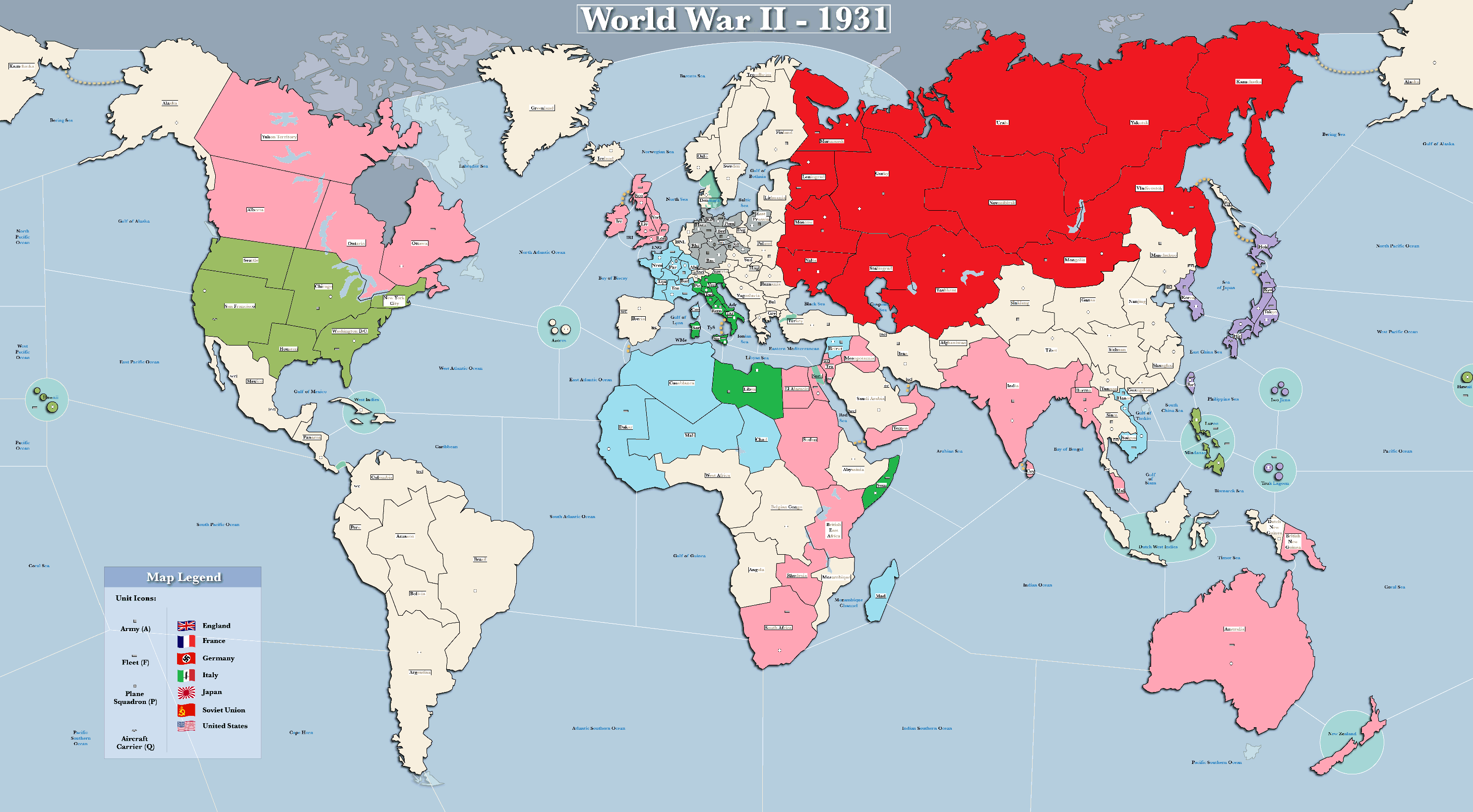 map of the world after ww2